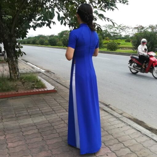 Royal-Blue-Silk-White-Pant-Ao-Dai-Vietnam