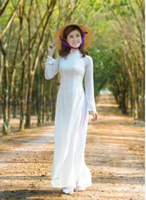 Ao Dai Vietnam Online Shop Student Ao Dai In White - Hien Thao Shop