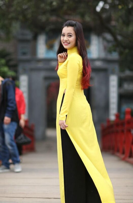 Ao Dai Vietnam Yellow Chiffon 4