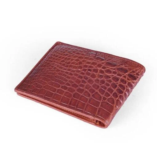 Portefeuille en crocodile marron véritable 1