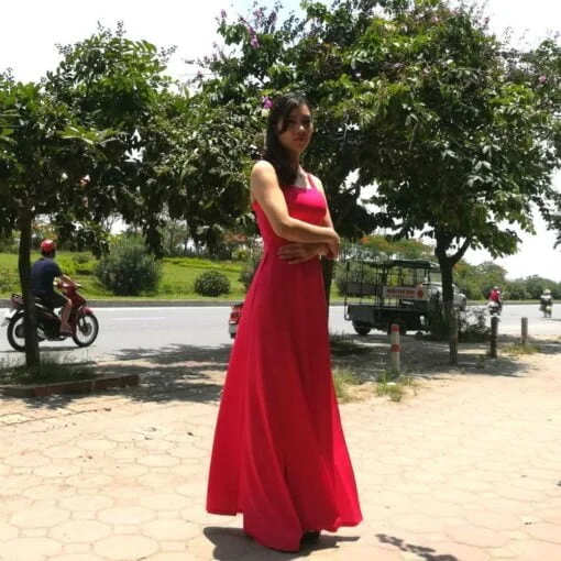 cadminum red ao dai vietnam