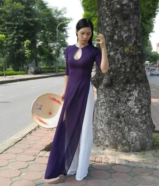 chiffon-ao-dai-for-sale-diamond-neck-purple