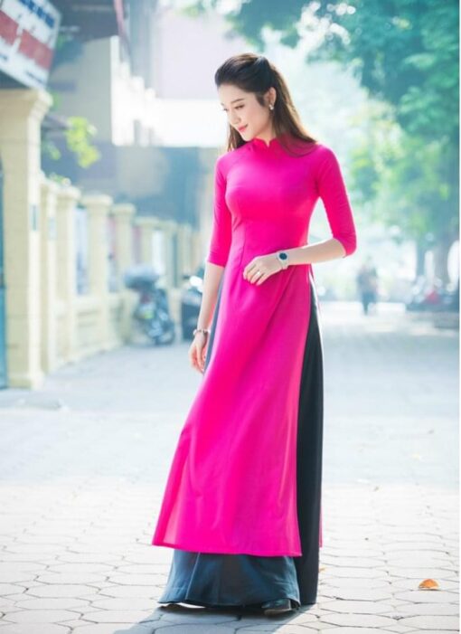 modern ao dai designs deep pink dress