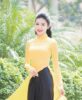 Yellow Ao Dai Vietnam Custom Made With Skirt