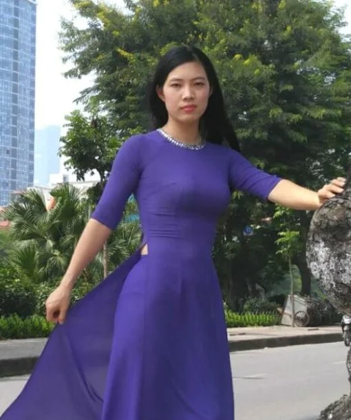 Navy Blue Ao Dai Tunic