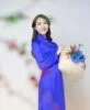 Thai Tuan Blue Navy Silk Ao Dai Vietnam