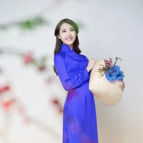 Thai Tuan Blue Navy Silk Ao Dai Vietnam