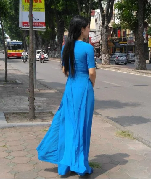 Vietnam Ao Dai Custom Made Caribbean Chiffon - Image 3