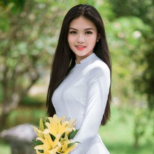 Vietnam traditional tunic white silk Ao Dai