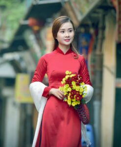 Ao Dai Vietnam Red Silk
