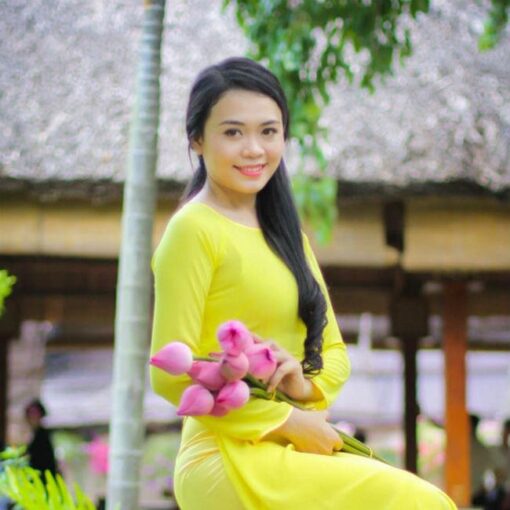 Ao Dai Vietnamese Dress Yellow Canary Chiffon