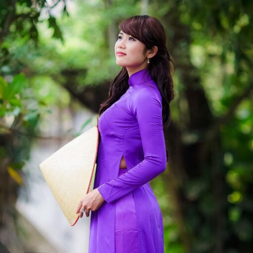 Ao Dai Vietnam custom made purple blue silk