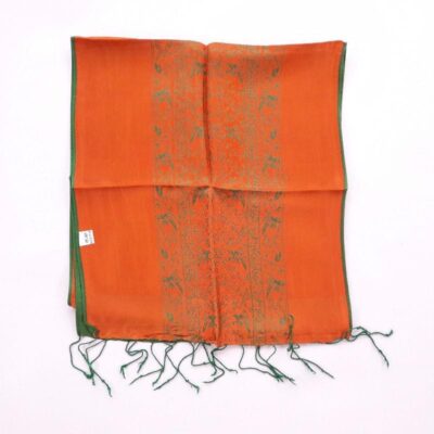 Grass Green Natural Silkworm Scarf Double Layers - Hien Thao Shop