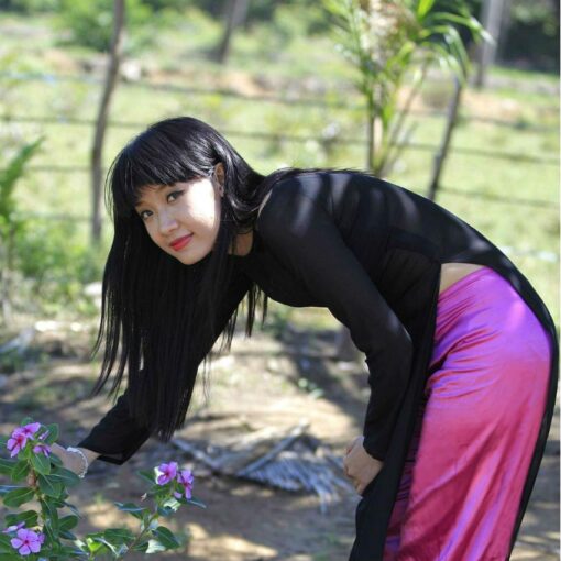 vietnam-ao-dai-for-sales-black-sheer-dress-pink-satin