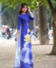 Ao Dai Modern Vietnam Royal Blue Floral 3D