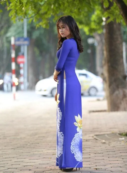 Ao Dai Modern Vietnam Royal Blue 3D 3