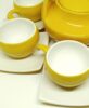 Bat Trang Handmade Tea Set Yellow White Plain Glaze