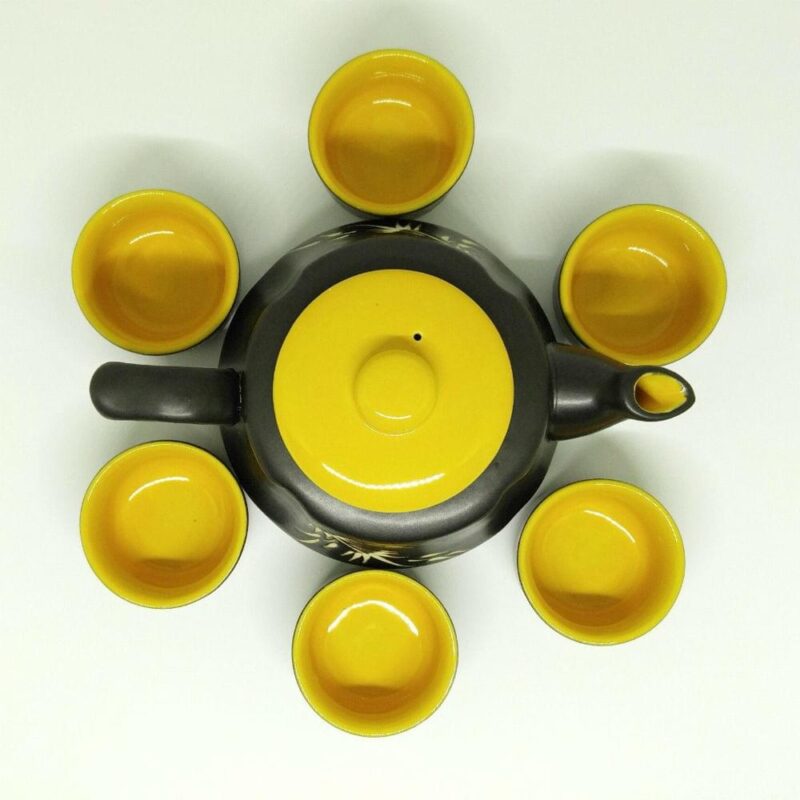 Bat Trang Pottery Tea Set Yellow 3
