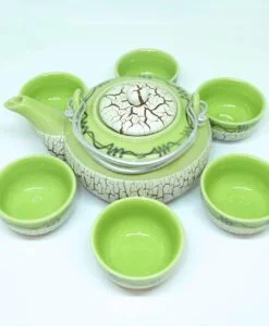 Bat Trang Round Tea Set Pottery Green