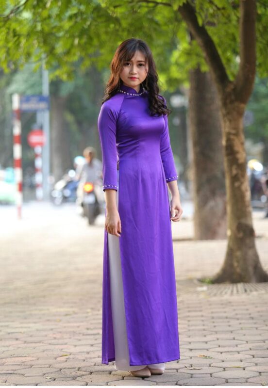 Blue White Ao Dai Vietnam Custom Made Silk And Satin Ebay