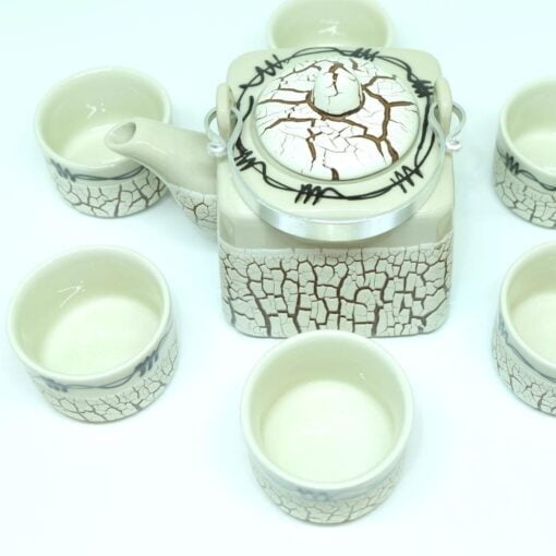 Handmade Bat Trang Pottery Tea Set Crack Glaze 4