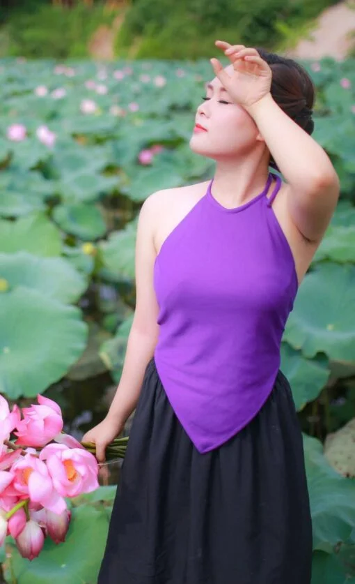 Light Violet Traditional Vietnam Ao Yem 2