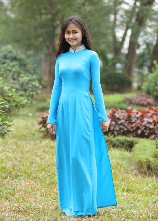 Turquoise Silk Ao Dai Vietnam 3
