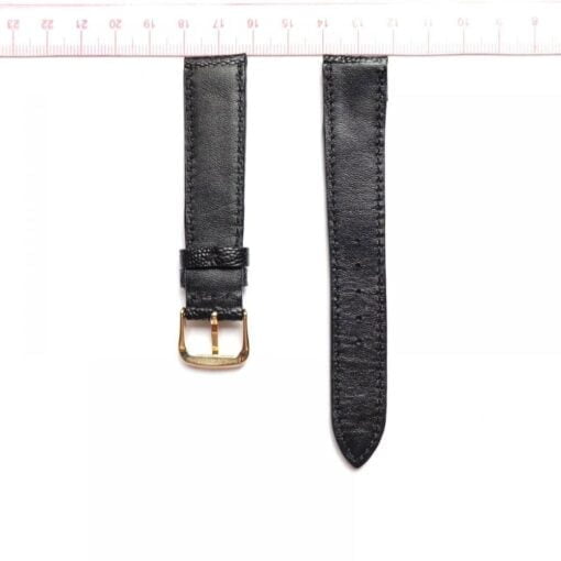 Bracelet de montre en cuir d'autruche noir taille 18 mm 1