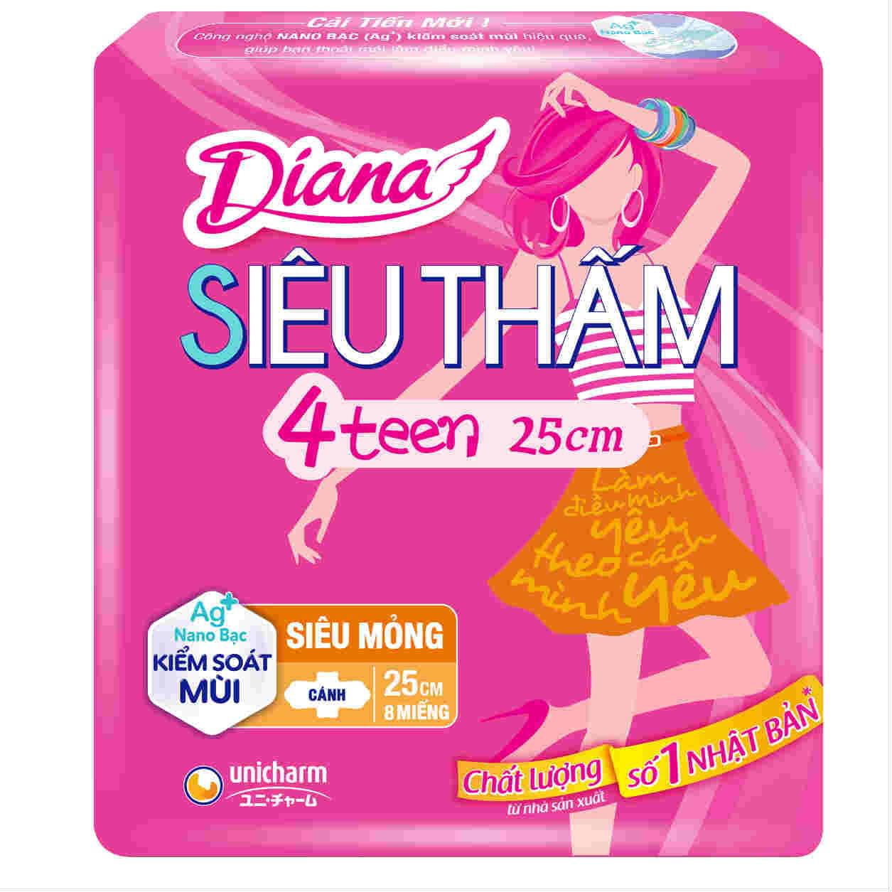 Diana 4Teen 25cm Super Slim Wings Sanitary Pads Hien Thao Shop