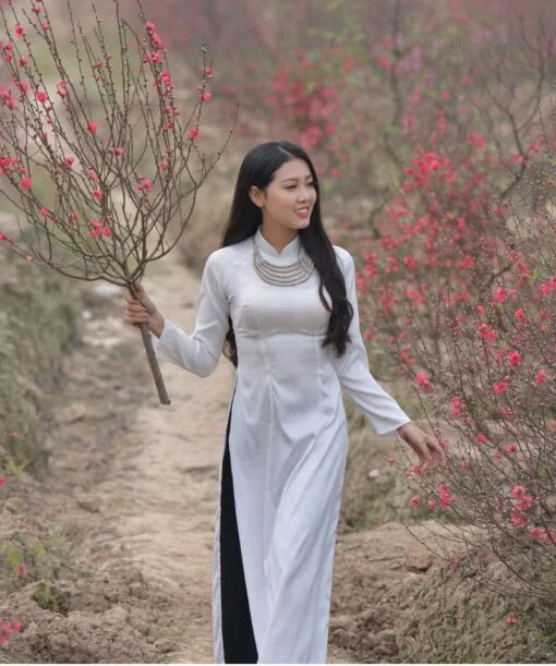 Vietnam Ao Dai Silk Black White