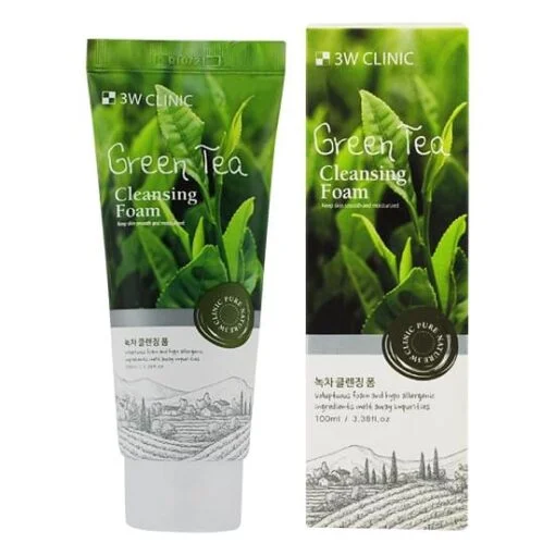 3W Clinic Green Tea Foam Cleansing Natural 100 ML - Image 2