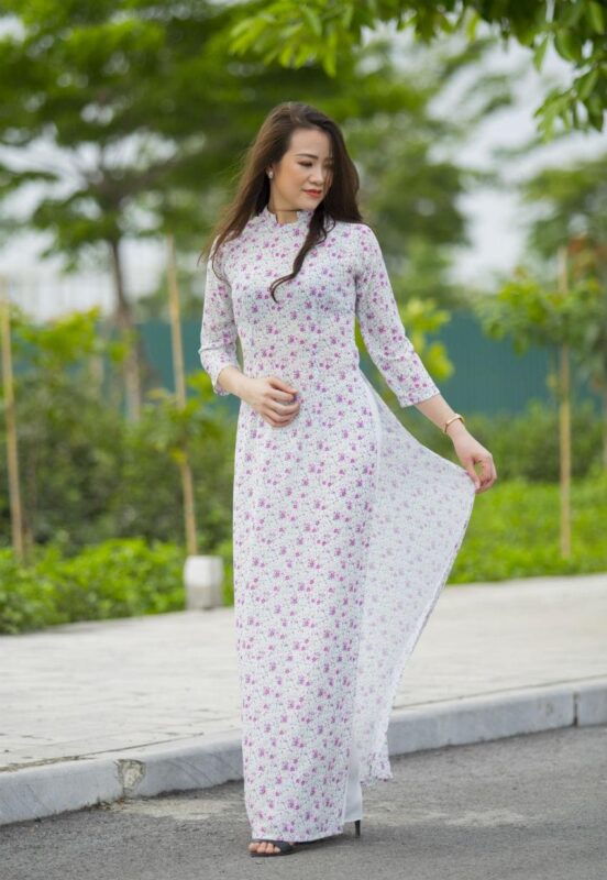 Ao Dai Tailor Made 2018 Collection Small Flower Fabric - Hien Thao Shop