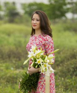 Small Red Floral Ao Dai Vietnam 