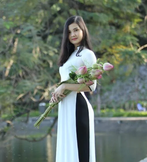 Ao Dai Vietnam White Chiffon 2