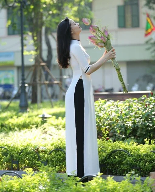 Ao Dai Vietnam White Chiffon 4