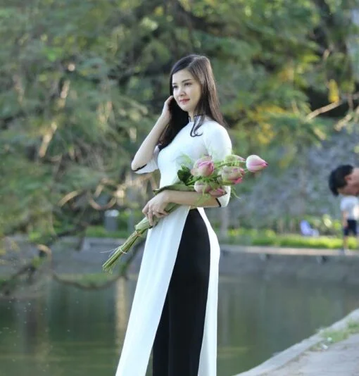 Ao Dai Vietnam White Chiffon