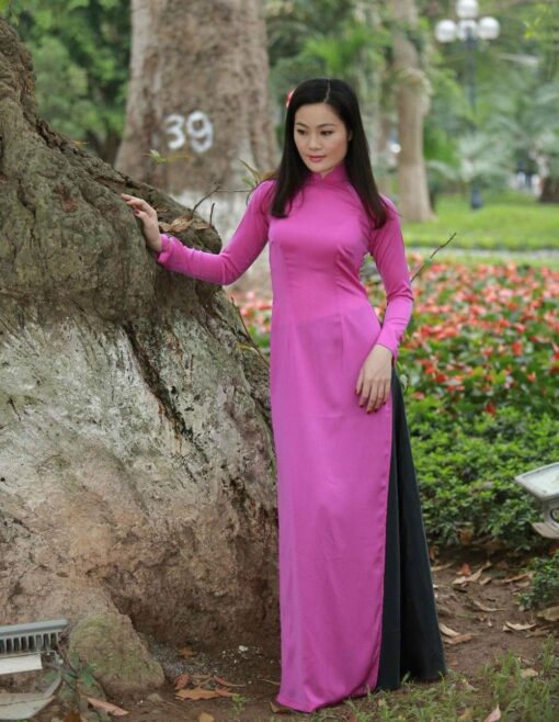 Vietnam Ao Dai Classical Pink Silk 3