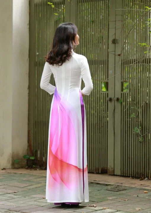 Buy Ao Dai Viet Nam Online 3D Chiffon Printed - Image 4