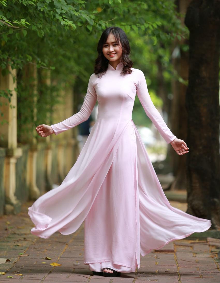 Vietnam Ao Dai Black Sheer White Pant Double Layers - Hien Thao Shop