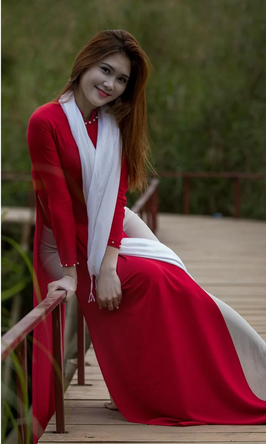Vietnamese Modern Ao Dai , High Quality Vietnamese Traditional Costume,  Vietnamese Traditional Clothing, Include Skirts. -  Canada