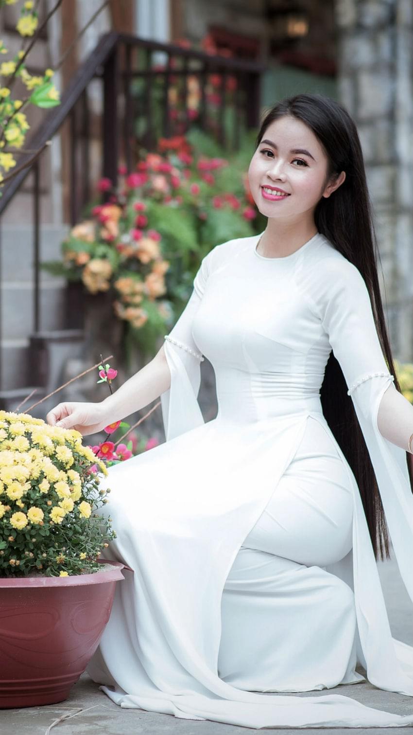 Ao Dai Vietnam Cleavage Sleeves, Double Layers - Hien Thao Shop