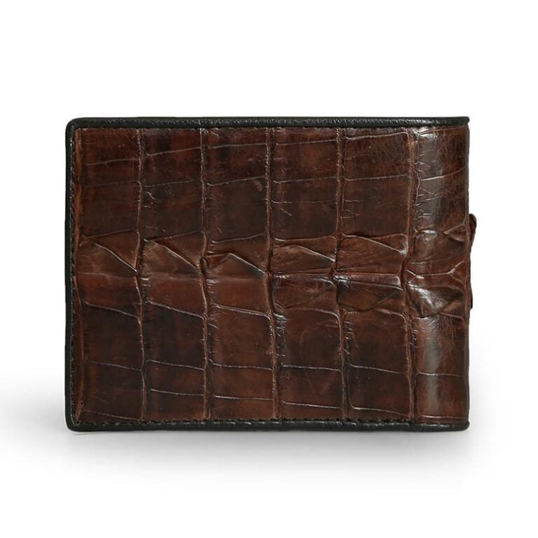 Dark Brown Crocodile Men Wallet, Horizontal Design
