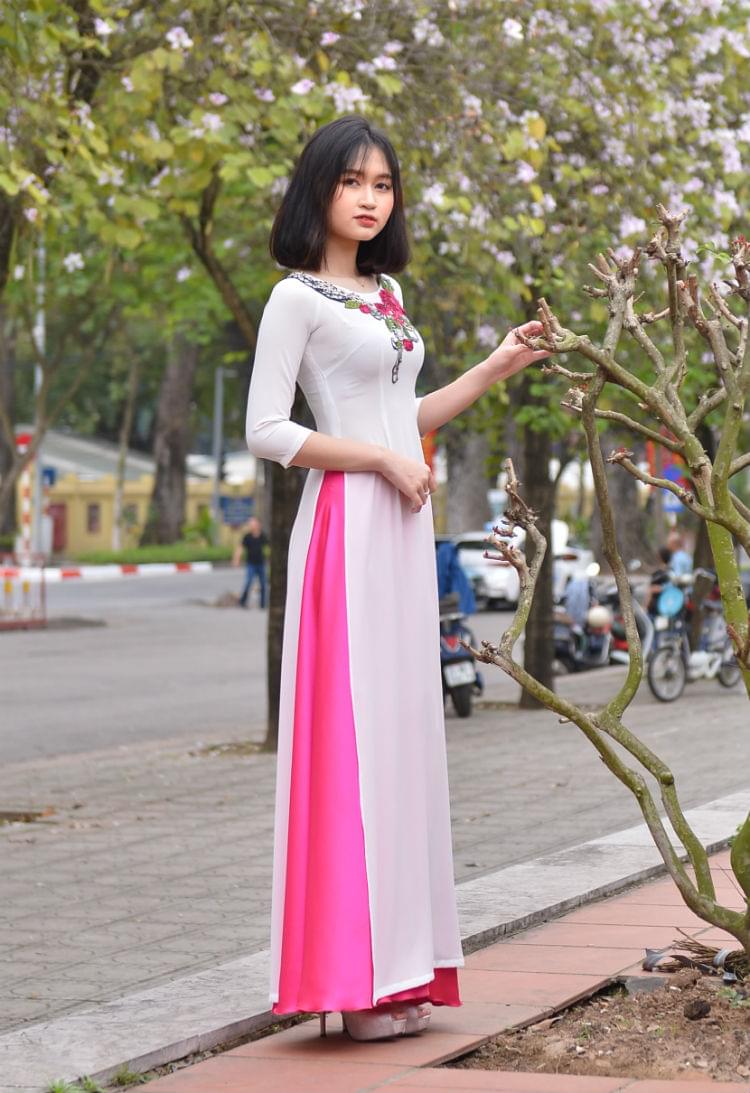 Embroidery Floral Ao Dai Vietnam Handmade - Hien Thao Shop