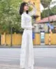 White Brocade Ao Dai 2