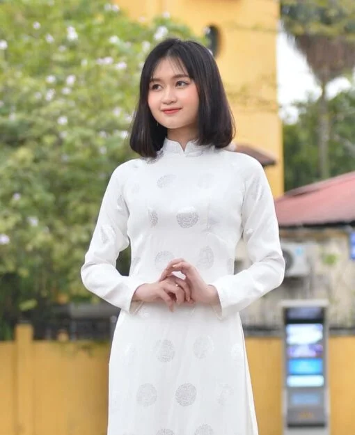 White Brocade Ao Dai