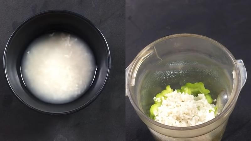bitter melon and rice in a blender